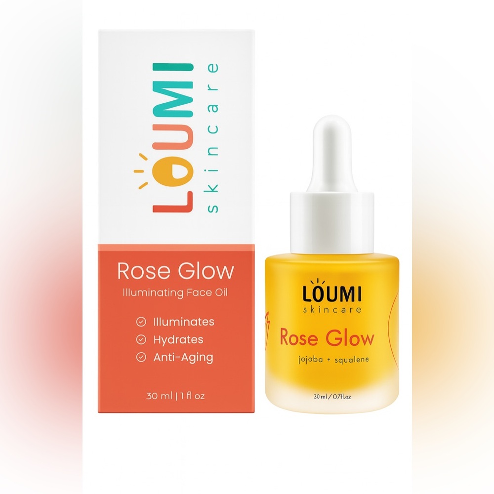 Loumi Skincare Rose Glow Face Oil: Moisturizing Botanical Face Oil NEW IN BOX